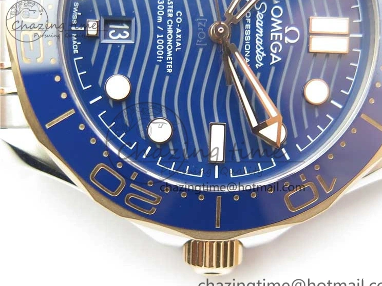 1223 2018 Seamaster Diver 300M SS RG VSF 1:1 Best Edition RG Bezel Blue Dial on SS RG Bracelet A Sleek 7925